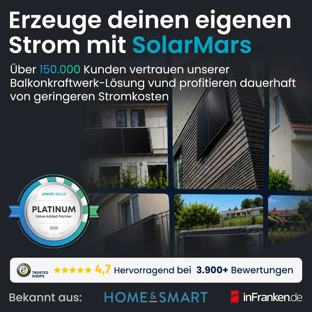 Anker SOLIX Solarbank 4 E5000 Pro Balkonkraftwerk 4000 W mit Speicher Werbung für Stromersparnis