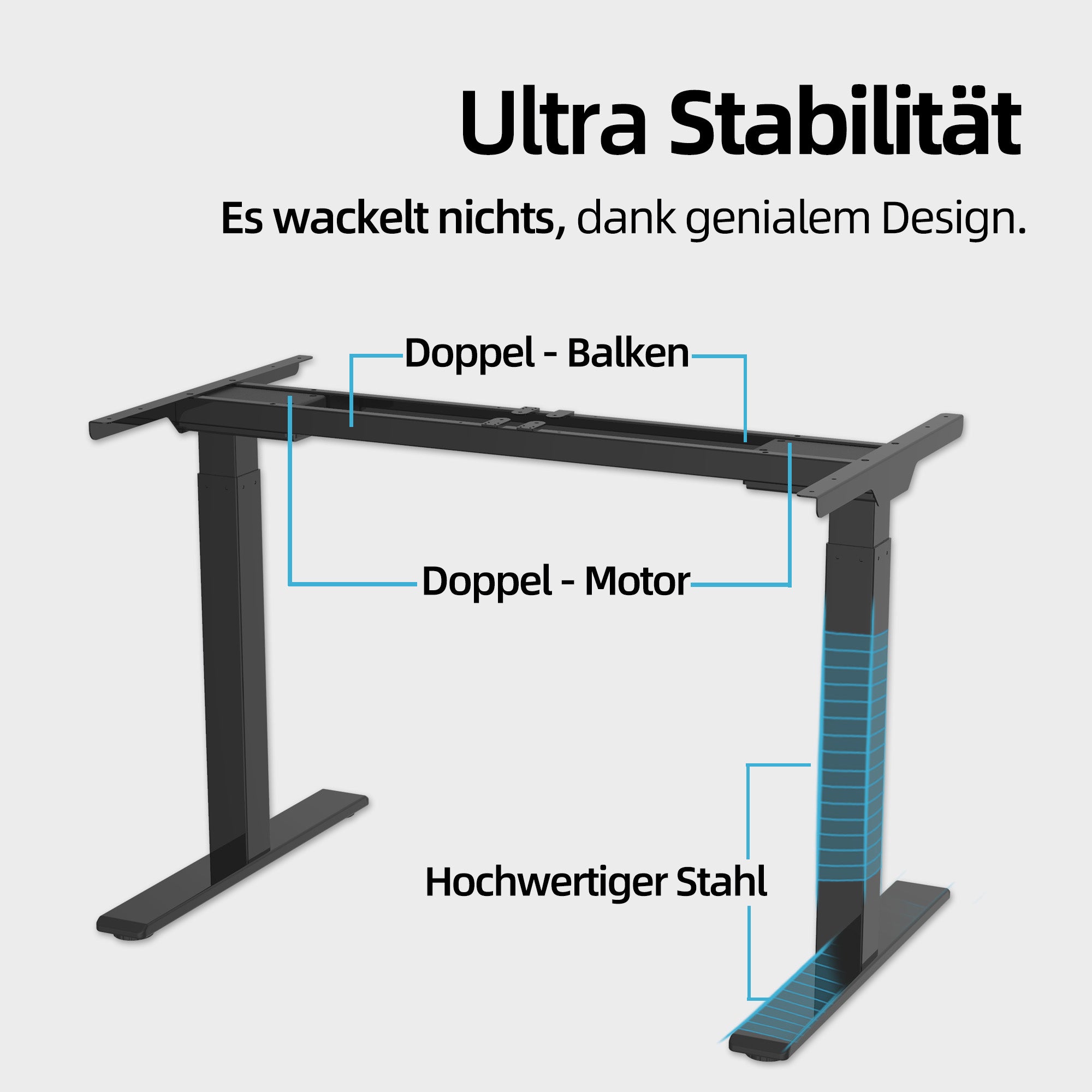 Ergofino höhenverstellbares Tischgestell DT20L stabil