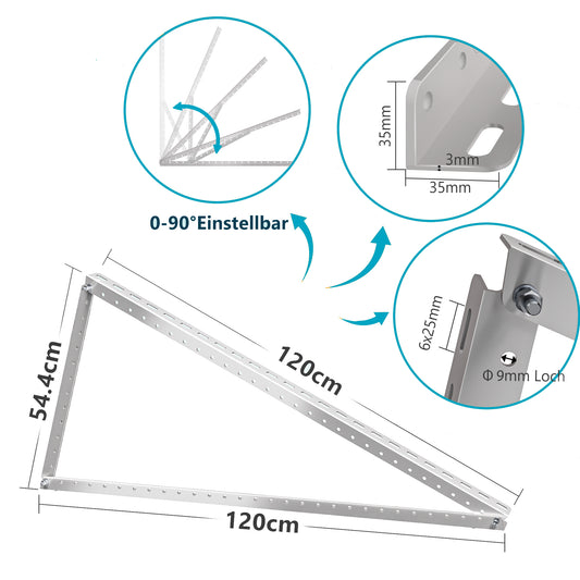 Solarmodul Halterung, Solarpanel Halterung für Garten/Flachdach/Fassade made in China, für 2 Solarmodule, 0% MwSt. mit Verstellwinkel.