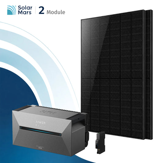 Anker SOLIX Solarbank 2 E1600 AC Balkonkraftwerk Speicher mit 500Wp Bifaziales Solarmodul Set