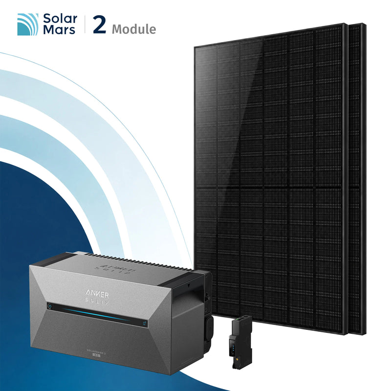 Anker SOLIX Solarbank 2 E1600 AC Balkonkraftwerk Speicher mit 500Wp Bifaziales Solarmodul Set