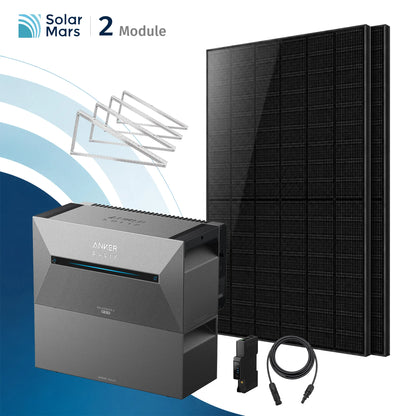 Anker SOLIX Solarbank 2 E1600 Pro Balkonkraftwerk Speicher mit 500Wp Solarmodul Set