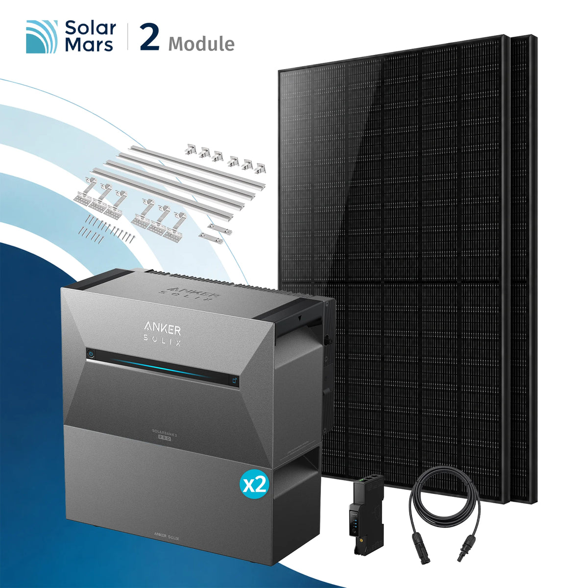 Anker SOLIX Solarbank 3 E2700 Pro Balkonkraftwerk Speicher mit 500Wp Solarmodul und MC4 Solarkabel Set