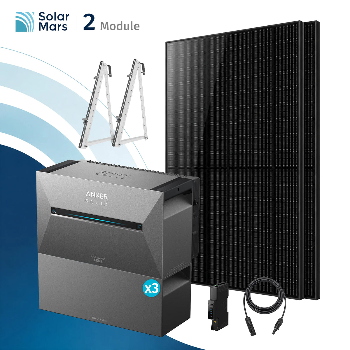 Anker SOLIX Solarbank 3 E2700 Pro Balkonkraftwerk Speicher mit 500Wp Solarmodul und MC4 Solarkabel Set