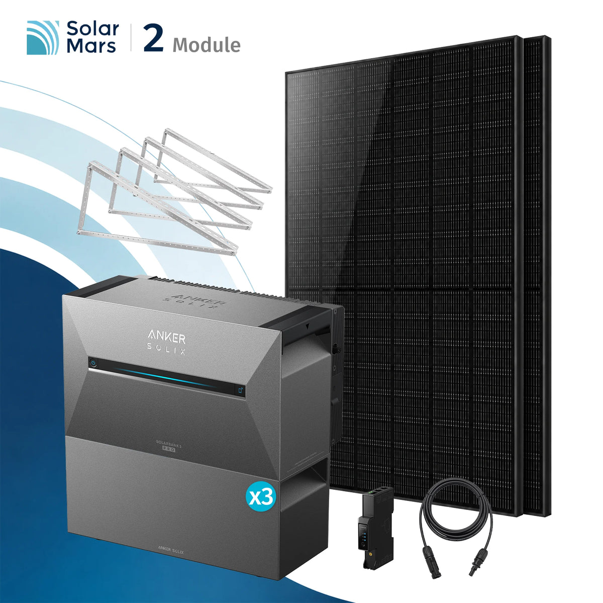 Anker SOLIX Solarbank 3 E2700 Pro Balkonkraftwerk Speicher mit 500Wp Solarmodul und MC4 Solarkabel Set