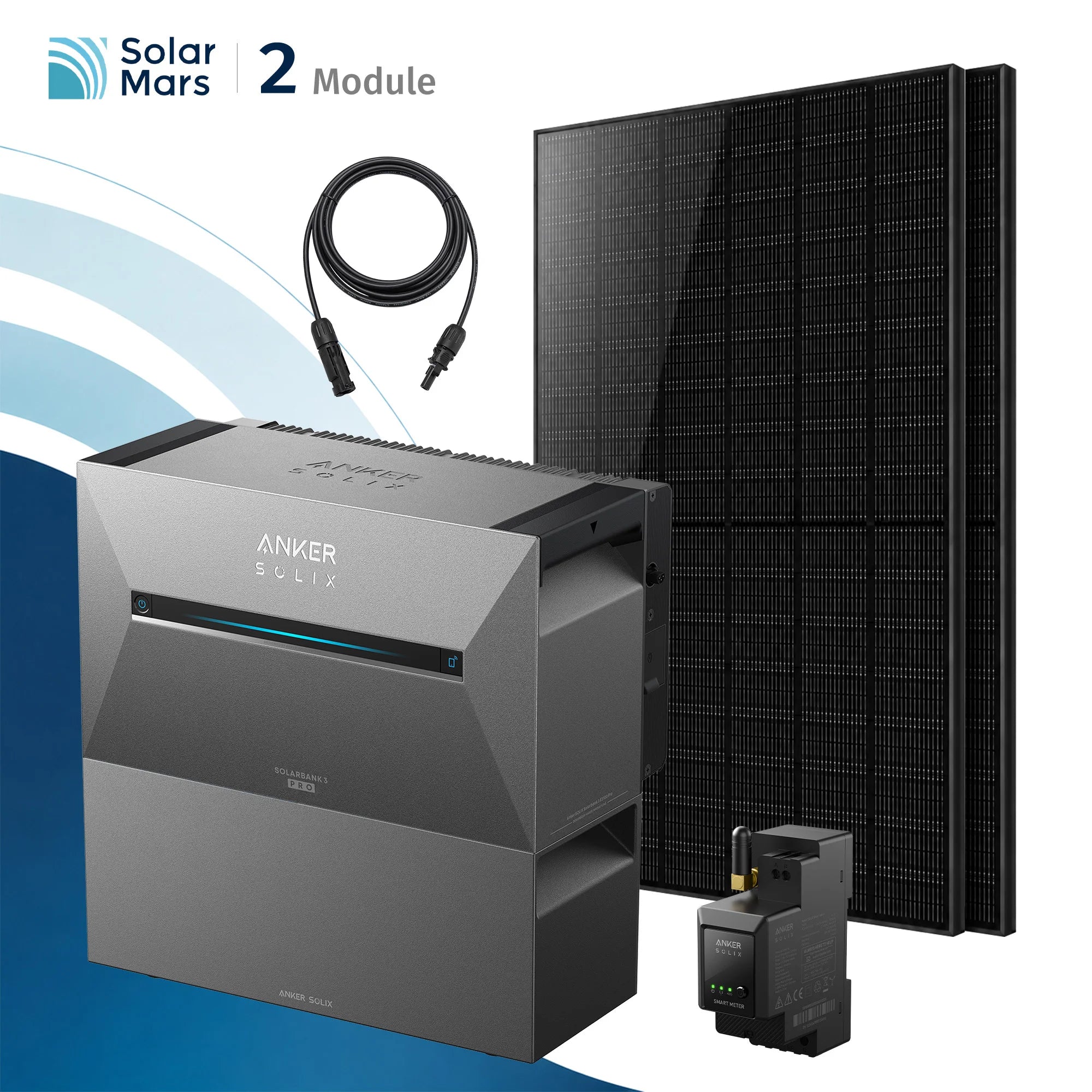 Anker SOLIX Solarbank 3 E2700 Pro Balkonkraftwerk Speicher mit 500Wp Solarmodul und MC4 Solarkabel Set