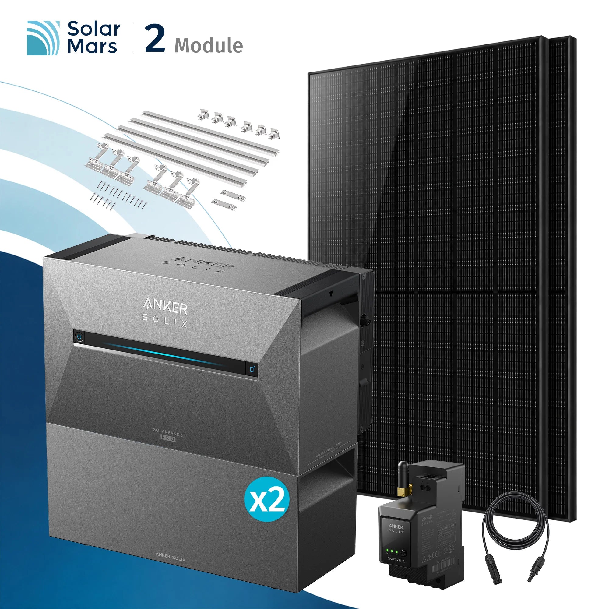 Anker SOLIX Solarbank 3 E2700 Pro Balkonkraftwerk Speicher mit 500Wp Solarmodul und MC4 Solarkabel Set