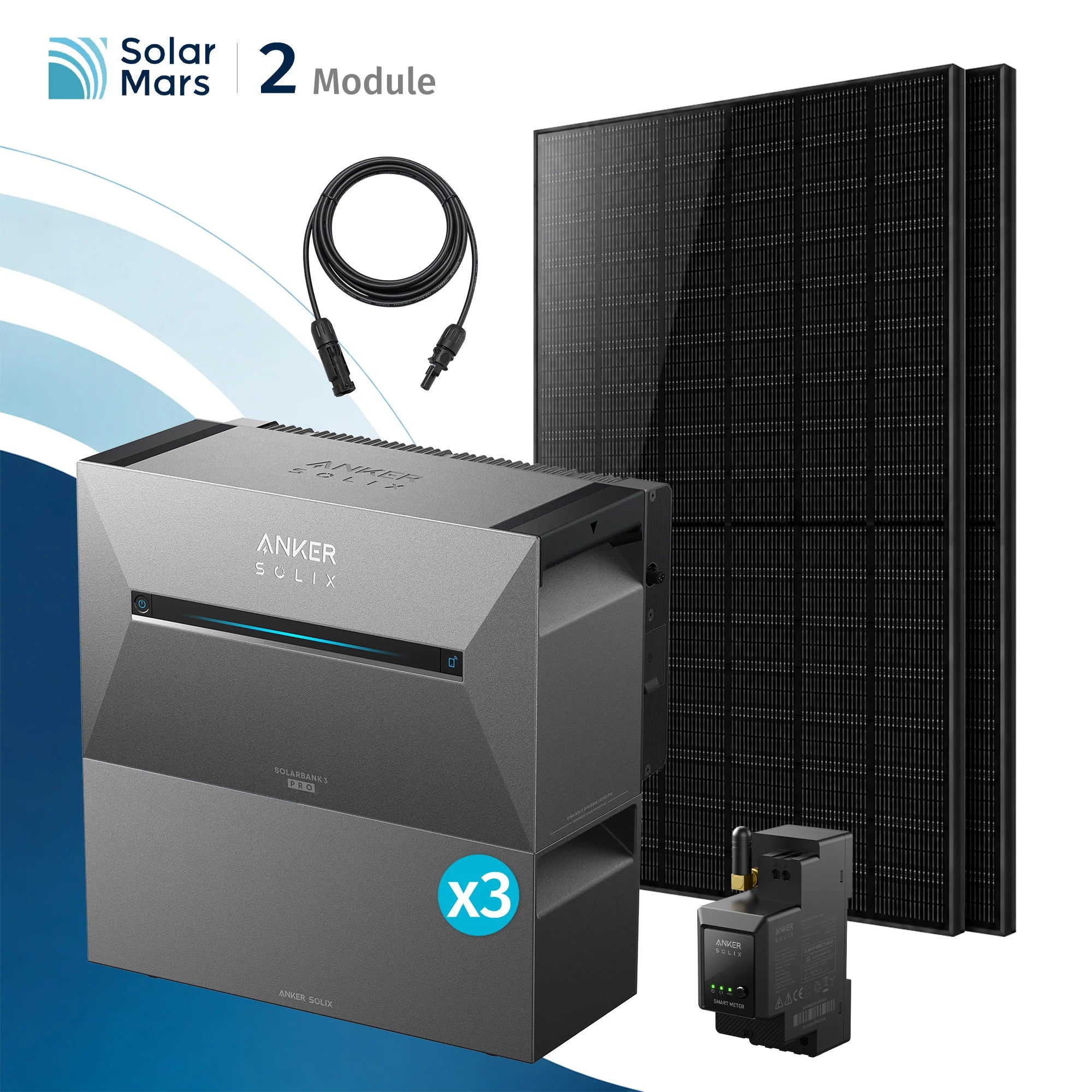 Anker SOLIX Solarbank 3 E2700 Pro Balkonkraftwerk Speicher mit 500Wp Solarmodul und MC4 Solarkabel Set