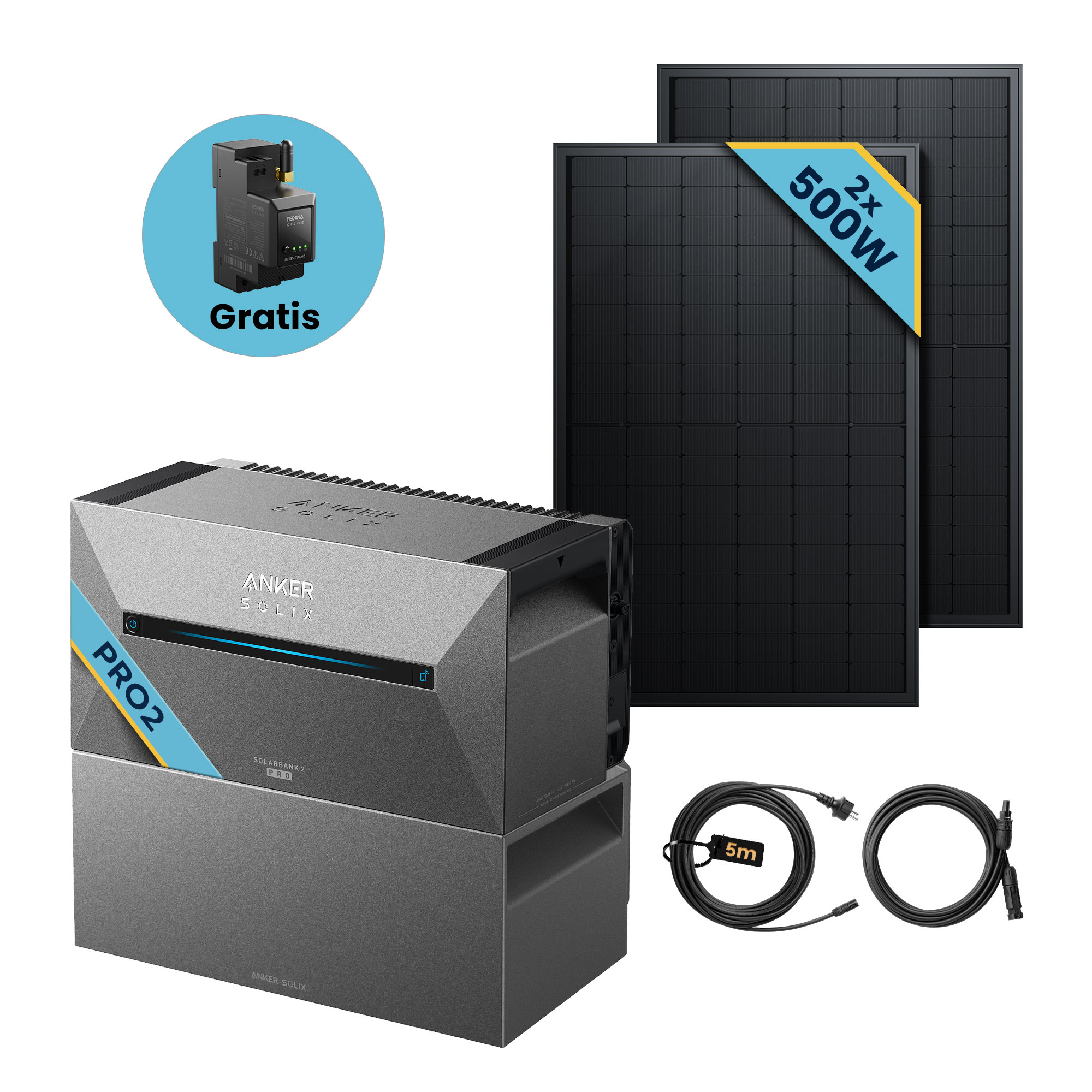 Solarbank 2 E1600 Pro mit 500Wp Bifaziales Solarmodul Set