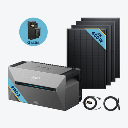Anker SOLIX Solarbank 2 E1600 Pro Balkonkraftwerk speicher mit 450Wp Solarmodul und MC4 Solarkabel Set