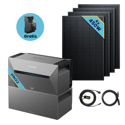 Anker SOLIX Solarbank 2 E1600 Pro Balkonkraftwerk speicher mit 450Wp Solarmodul und MC4 Solarkabel Set