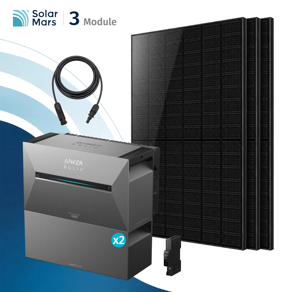 Anker SOLIX Solarbank 3 E2700 Pro Balkonkraftwerk Speicher mit 500Wp Solarmodul und MC4 Solarkabel Set