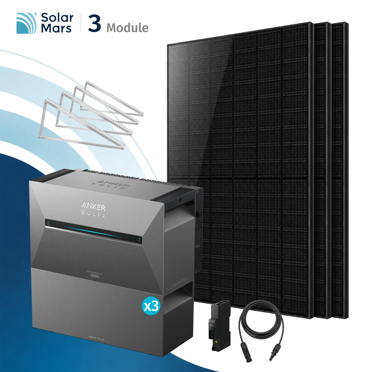Anker SOLIX Solarbank 3 E2700 Pro Balkonkraftwerk Speicher mit 500Wp Solarmodul und MC4 Solarkabel Set