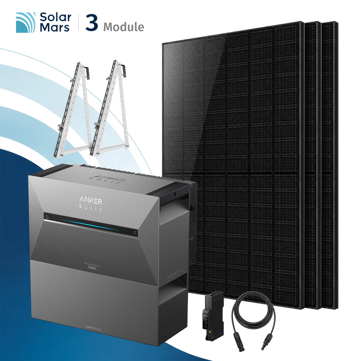 Anker SOLIX Solarbank 3 E2700 Pro Balkonkraftwerk Speicher mit 500Wp Solarmodul und MC4 Solarkabel Set