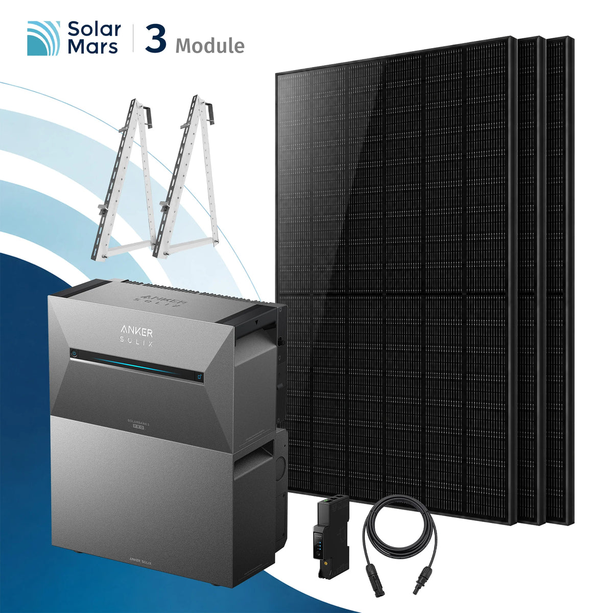 Anker SOLIX Solarbank 3 E2700 Pro Balkonkraftwerk Speicher mit 500Wp Solarmodul und MC4 Solarkabel Set