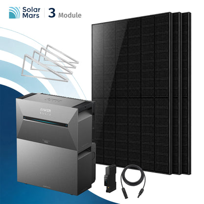 Anker SOLIX Solarbank 3 E2700 Pro Balkonkraftwerk Speicher mit 500Wp Solarmodul und MC4 Solarkabel Set
