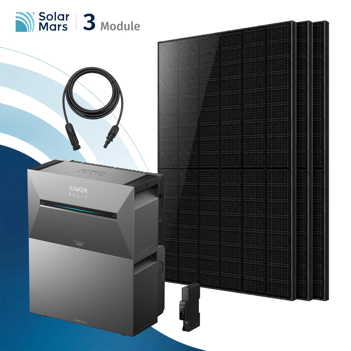Anker SOLIX Solarbank 3 E2700 Pro Balkonkraftwerk Speicher mit 500Wp Solarmodul und MC4 Solarkabel Set