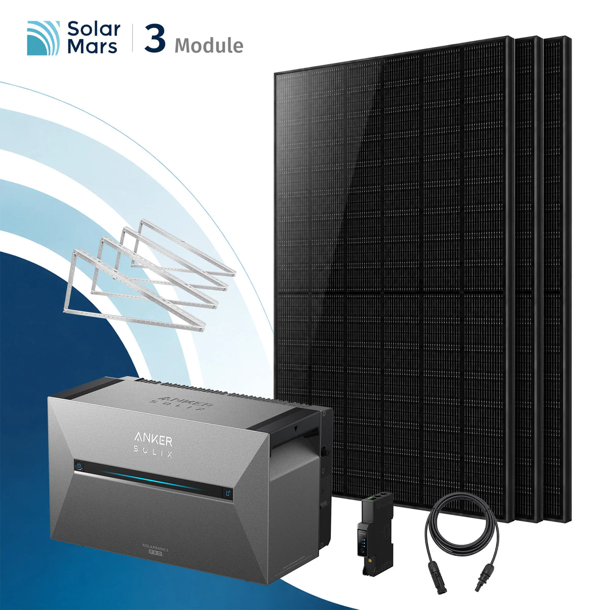 Anker SOLIX Solarbank 3 E2700 Pro Balkonkraftwerk Speicher mit 500Wp Solarmodul und MC4 Solarkabel Set