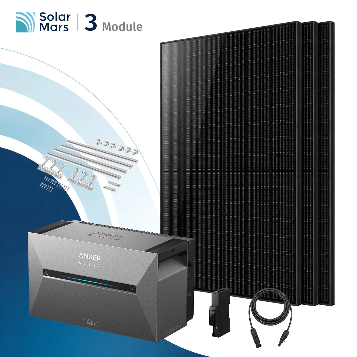 Anker SOLIX Solarbank 3 E2700 Pro Balkonkraftwerk Speicher mit 500Wp Solarmodul und MC4 Solarkabel Set