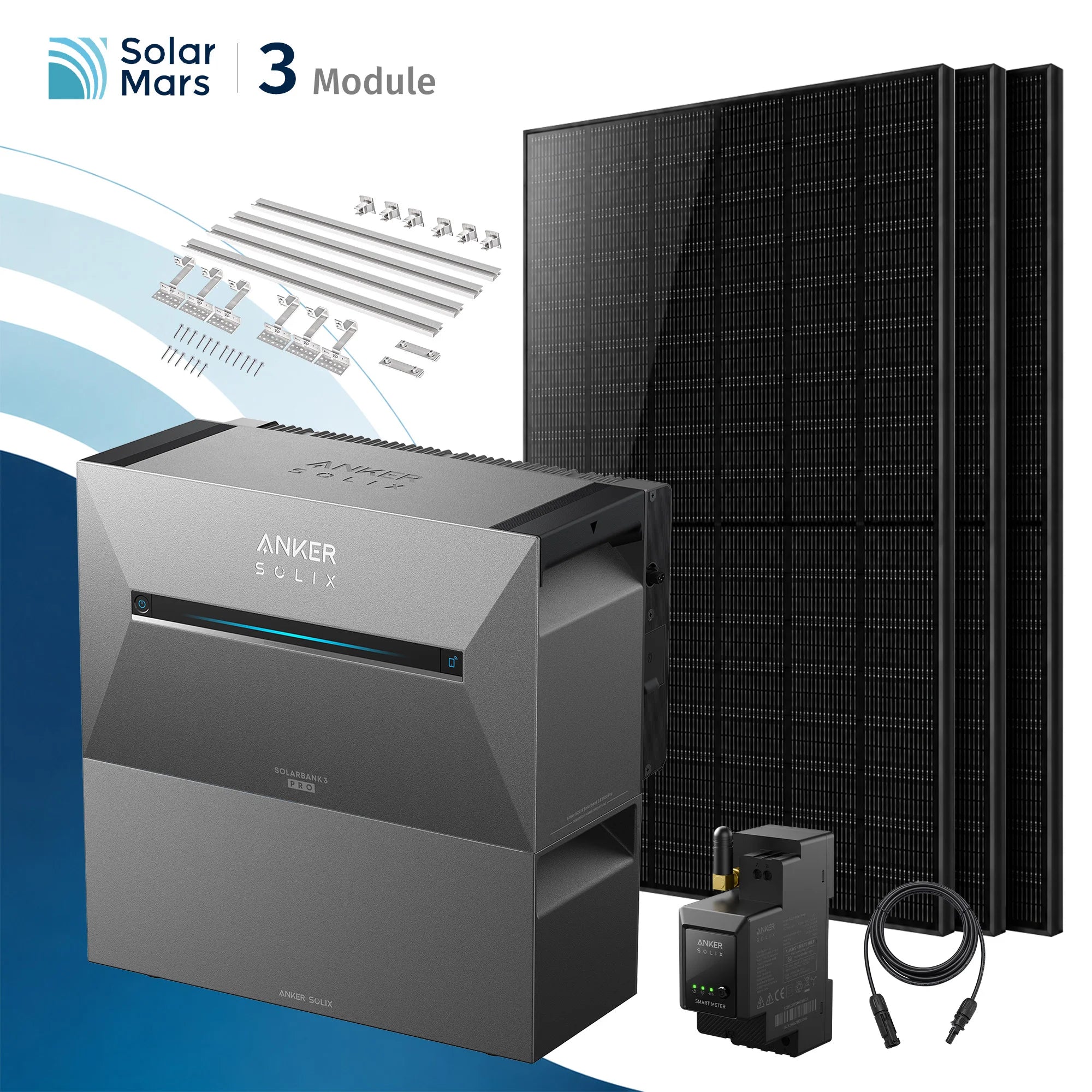 Anker SOLIX Solarbank 3 E2700 Pro Balkonkraftwerk Speicher mit 500Wp Solarmodul und MC4 Solarkabel Set