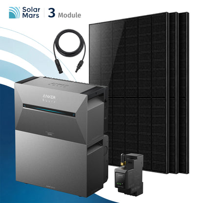 Anker SOLIX Solarbank 3 E2700 Pro Balkonkraftwerk Speicher mit 500Wp Solarmodul und MC4 Solarkabel Set