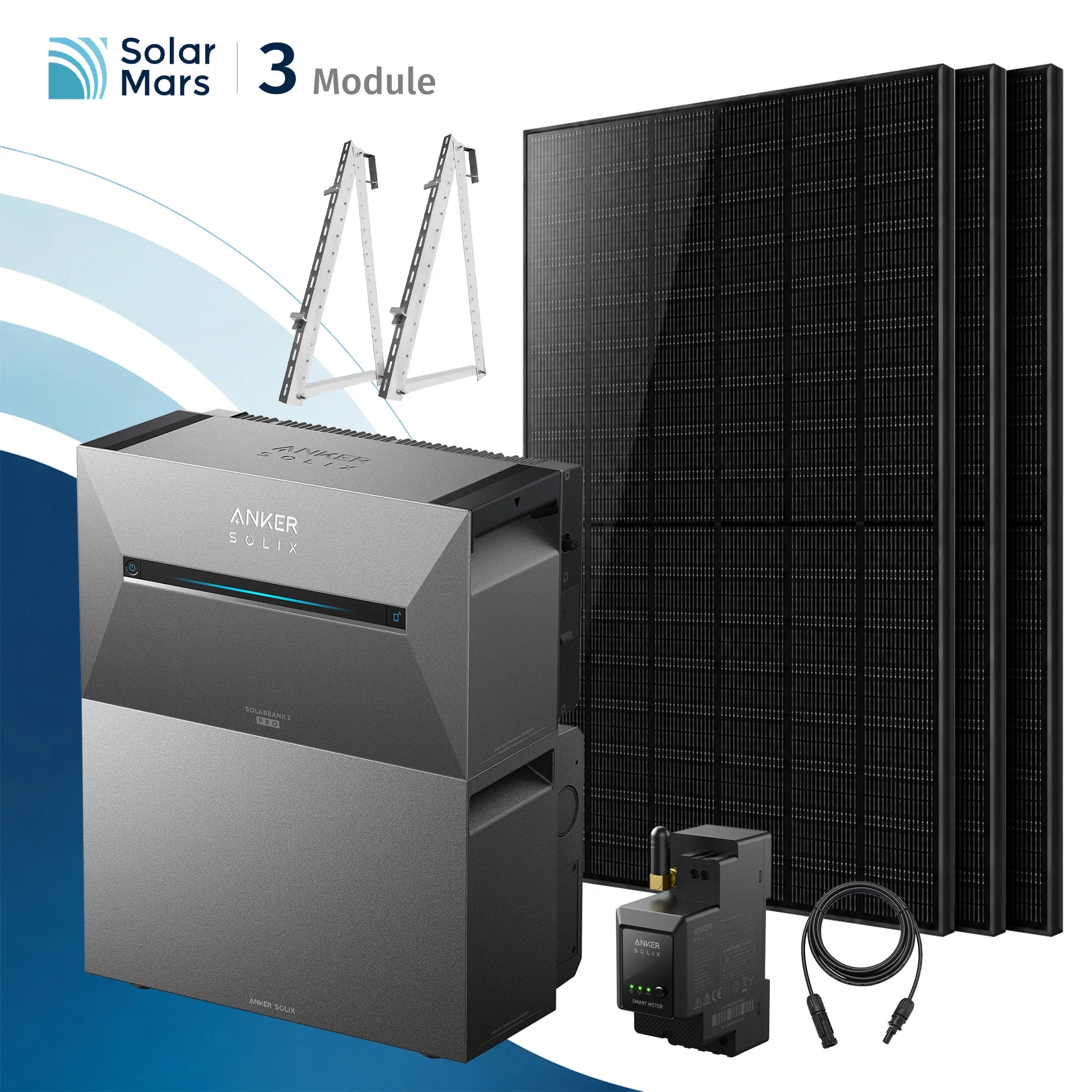 Anker SOLIX Solarbank 3 E2700 Pro Balkonkraftwerk Speicher mit 500Wp Solarmodul und MC4 Solarkabel Set