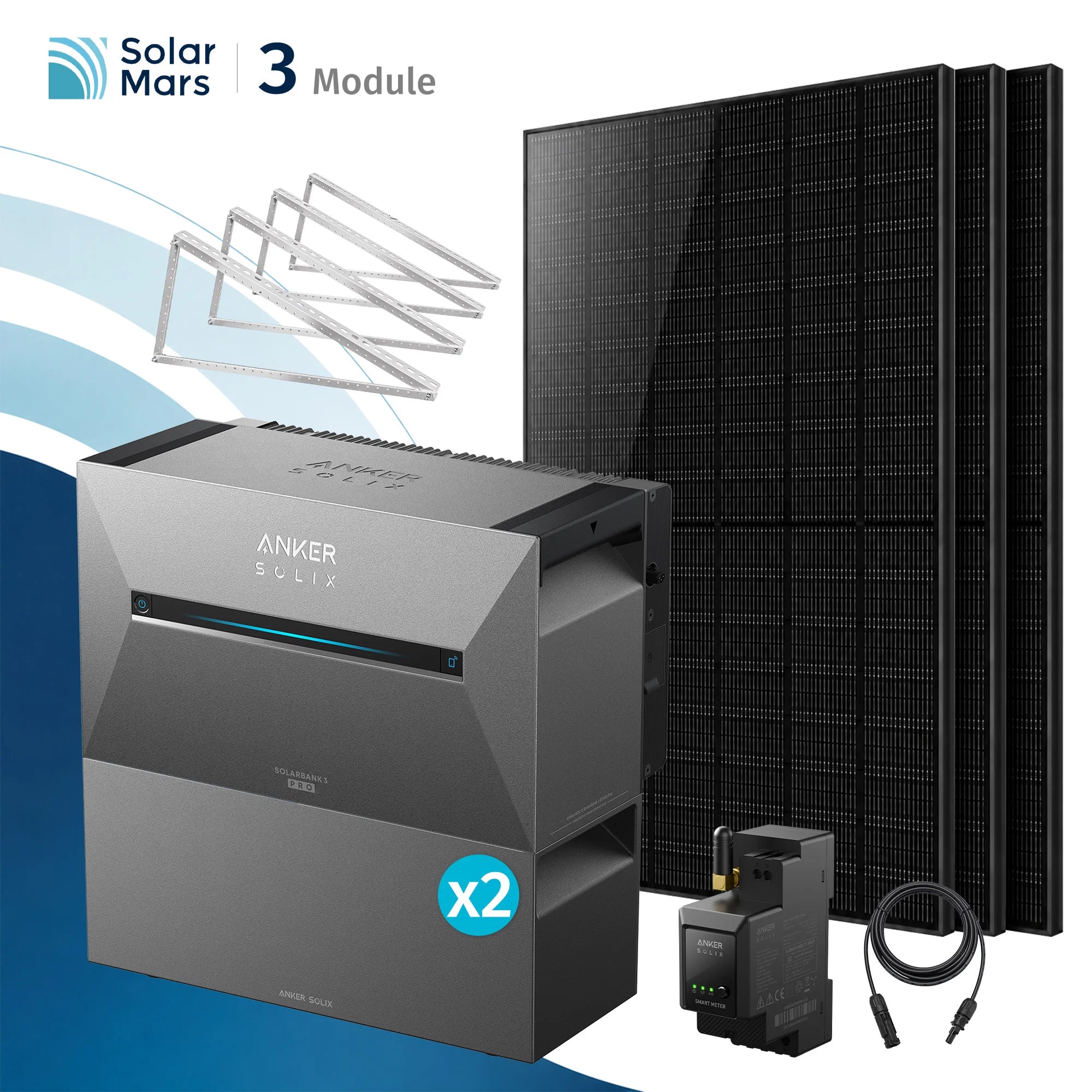 Anker SOLIX Solarbank 3 E2700 Pro Balkonkraftwerk Speicher mit 500Wp Solarmodul und MC4 Solarkabel Set