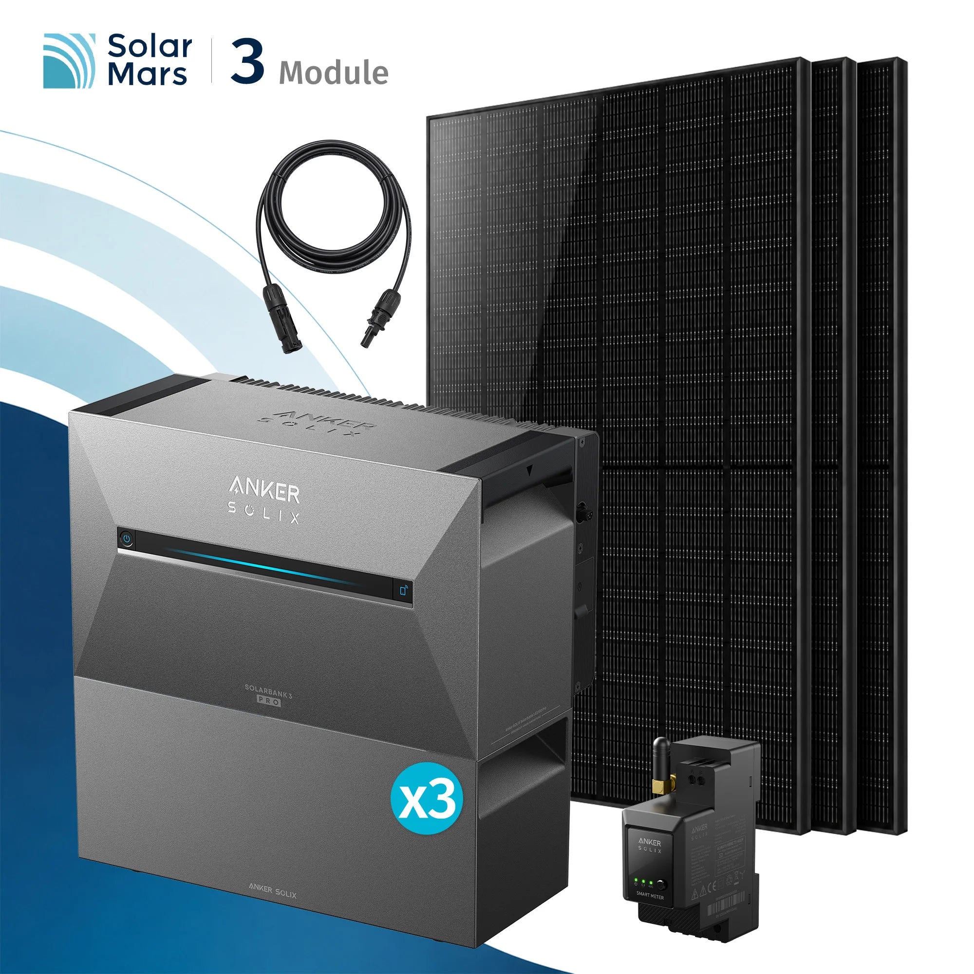 Anker SOLIX Solarbank 3 E2700 Pro Balkonkraftwerk Speicher mit 500Wp Solarmodul und MC4 Solarkabel Set