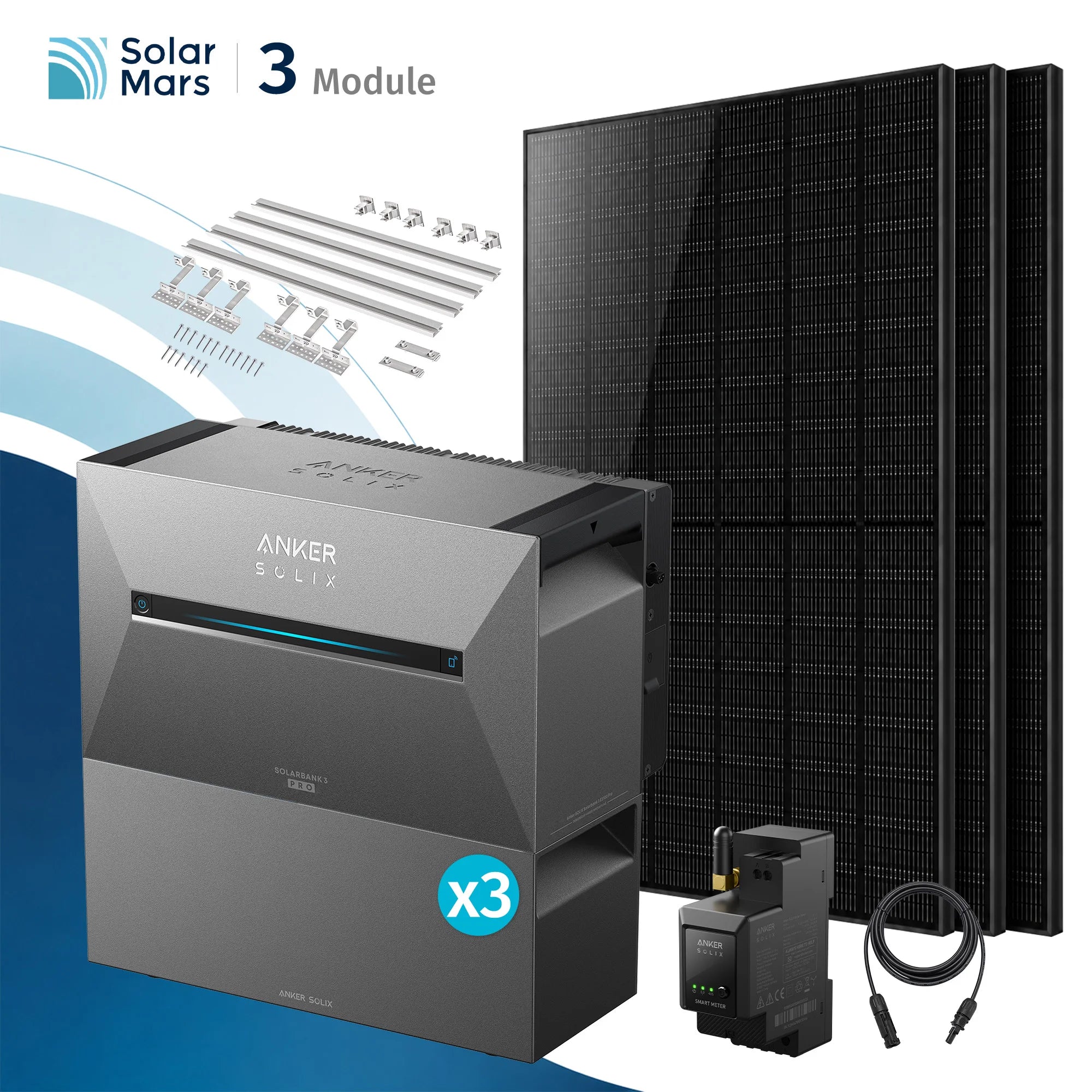 Anker SOLIX Solarbank 3 E2700 Pro Balkonkraftwerk Speicher mit 500Wp Solarmodul und MC4 Solarkabel Set