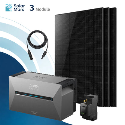 Anker SOLIX Solarbank 3 E2700 Pro Balkonkraftwerk Speicher mit 500Wp Solarmodul und MC4 Solarkabel Set