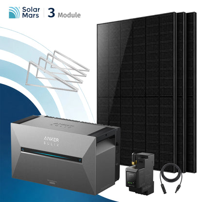 Anker SOLIX Solarbank 3 E2700 Pro Balkonkraftwerk Speicher mit 500Wp Solarmodul und MC4 Solarkabel Set