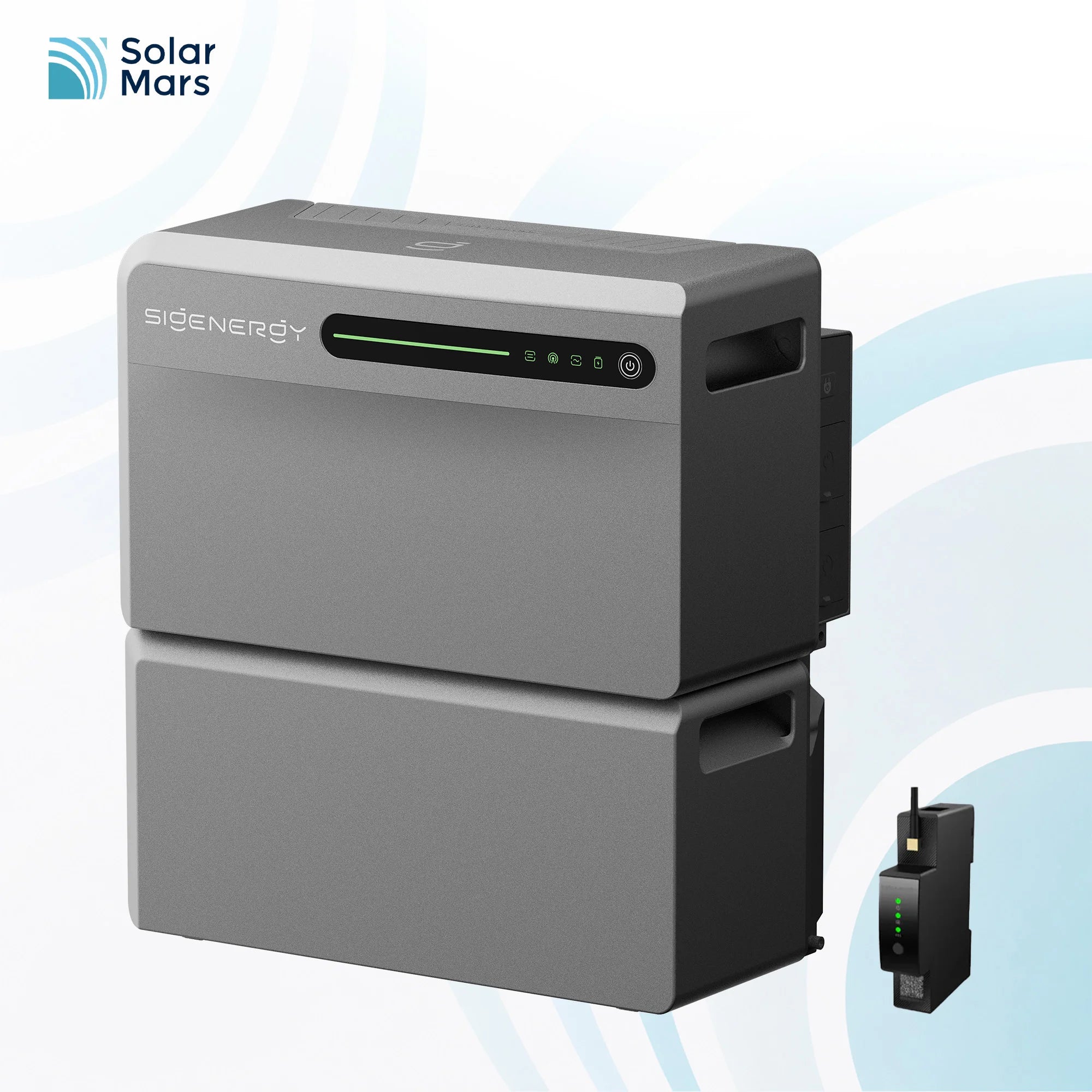 Sigenergy SigenMate 2700 Ultra Speicher 2700Wh inkl. Smart Meter auf weißem Hintergrund.
