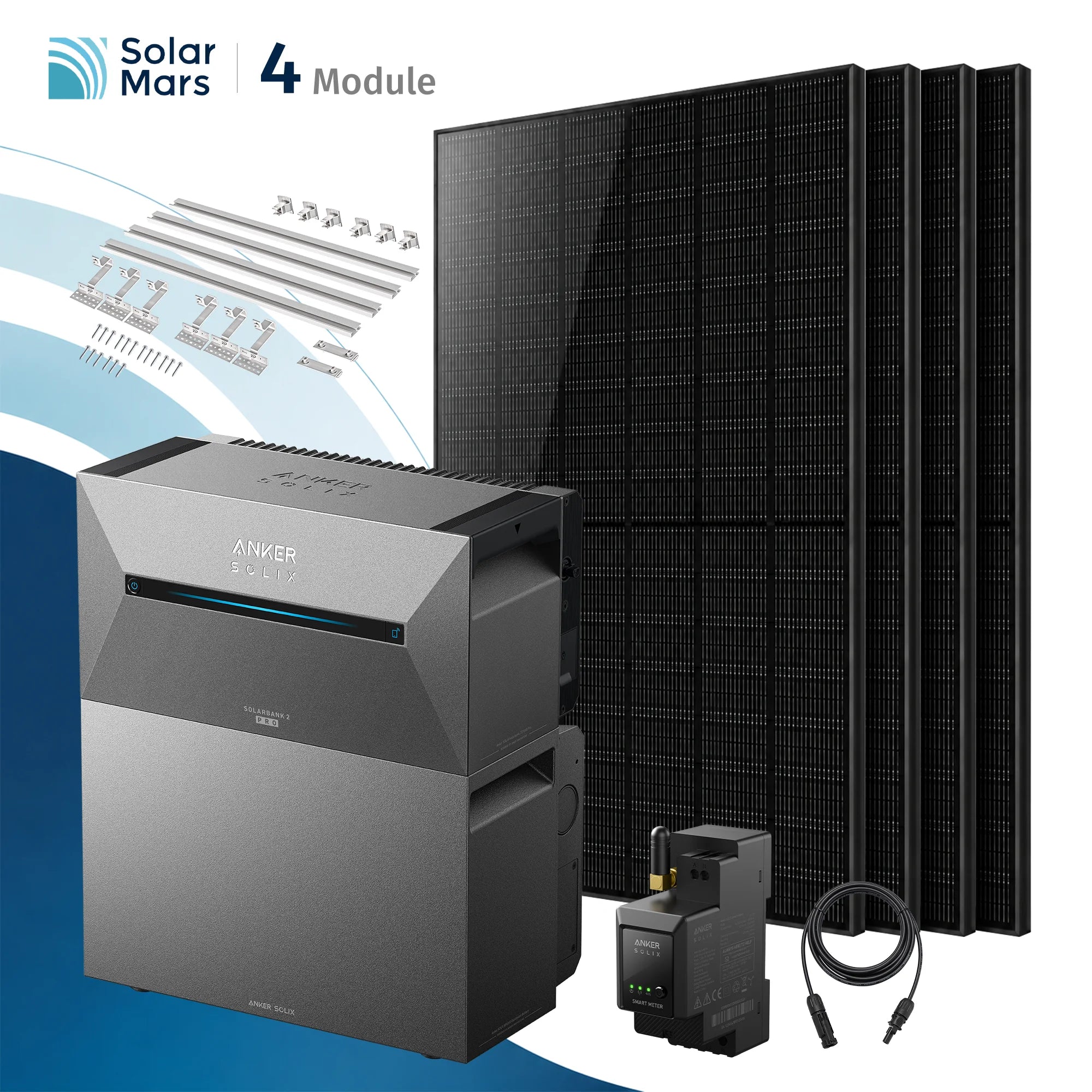 Balkonkraftwerk 2000 Watt mit Speicher Anker SOLIX Solarbank 2 E1600 Pro Komplettsystem Ziegeldach Halterung mit BP5000x1 Erweiterungsakku Set