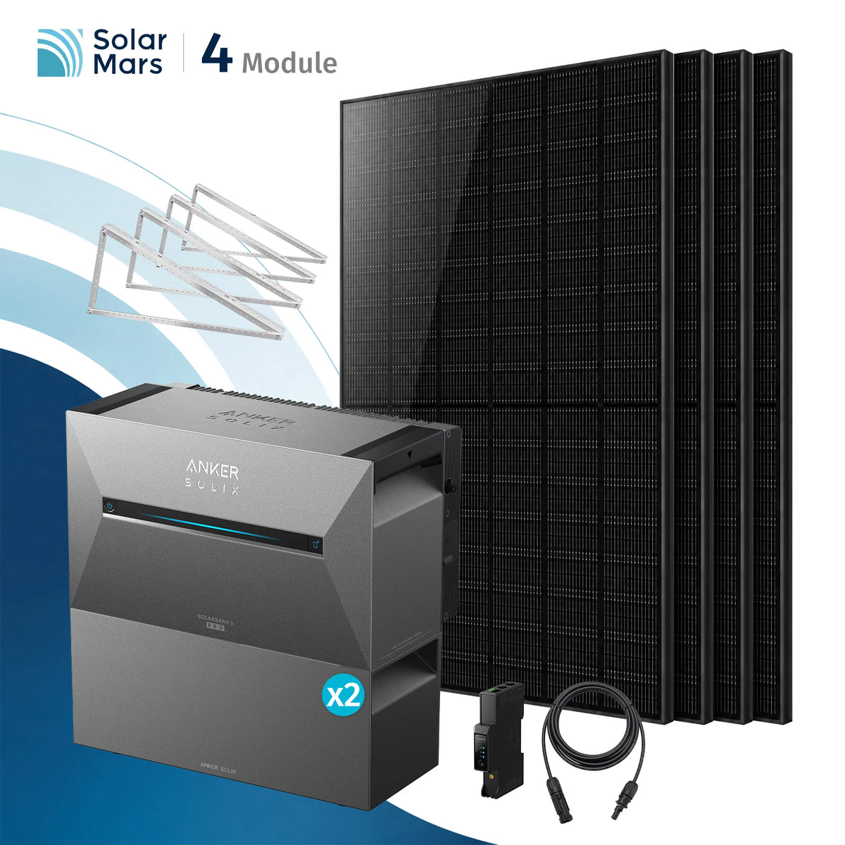 Anker SOLIX Solarbank 3 E2700 Pro Balkonkraftwerk Speicher mit 500Wp Solarmodul und MC4 Solarkabel Set