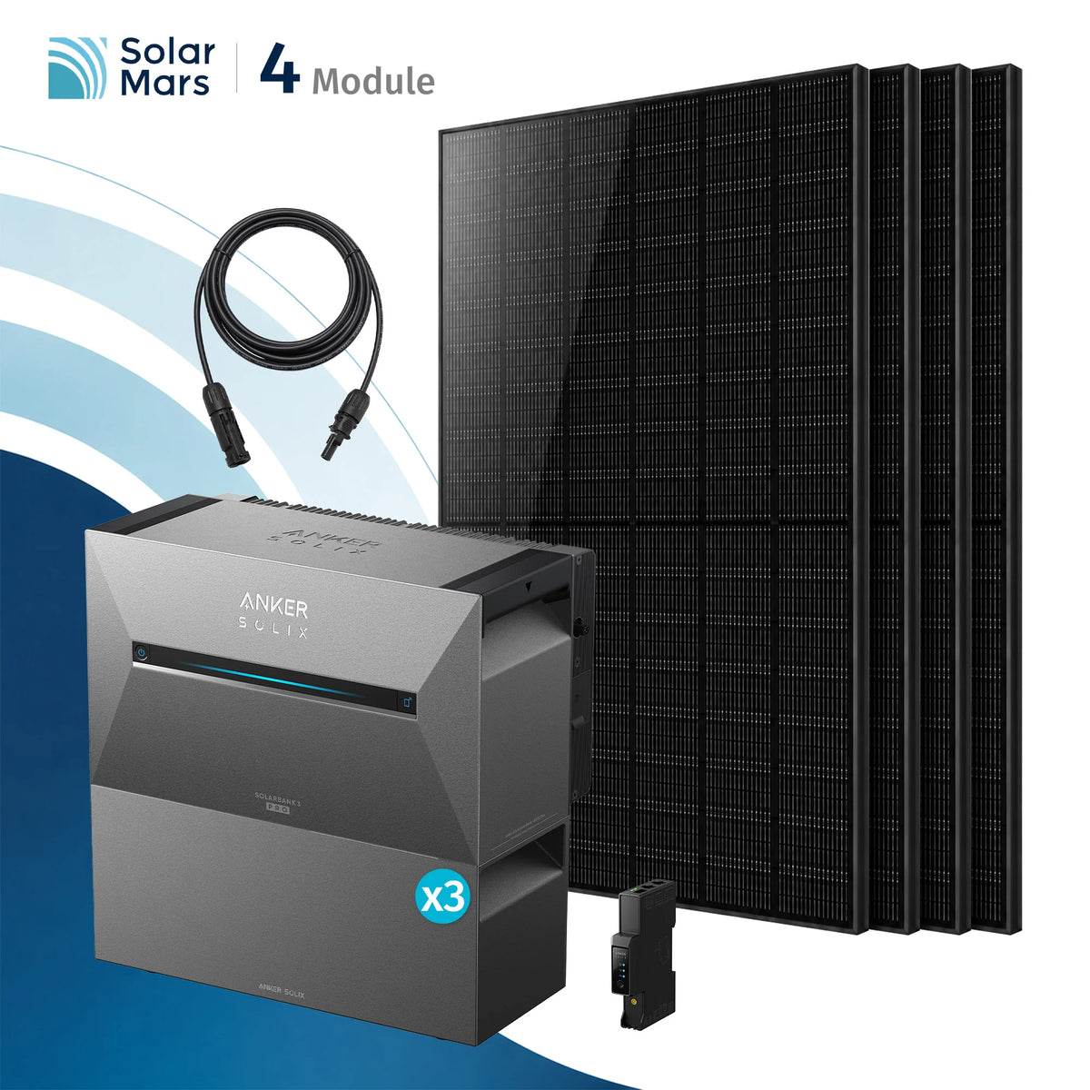 Anker SOLIX Solarbank 3 E2700 Pro Balkonkraftwerk Speicher mit 500Wp Solarmodul und MC4 Solarkabel Set