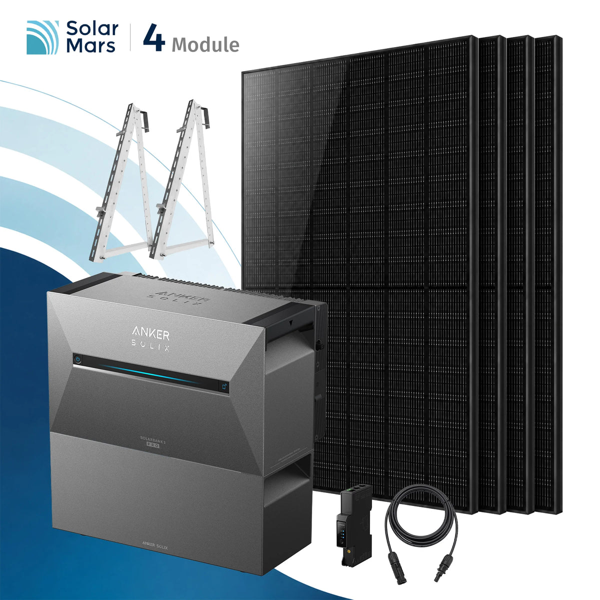 Anker SOLIX Solarbank 3 E2700 Pro Balkonkraftwerk Speicher mit 500Wp Solarmodul und MC4 Solarkabel Set