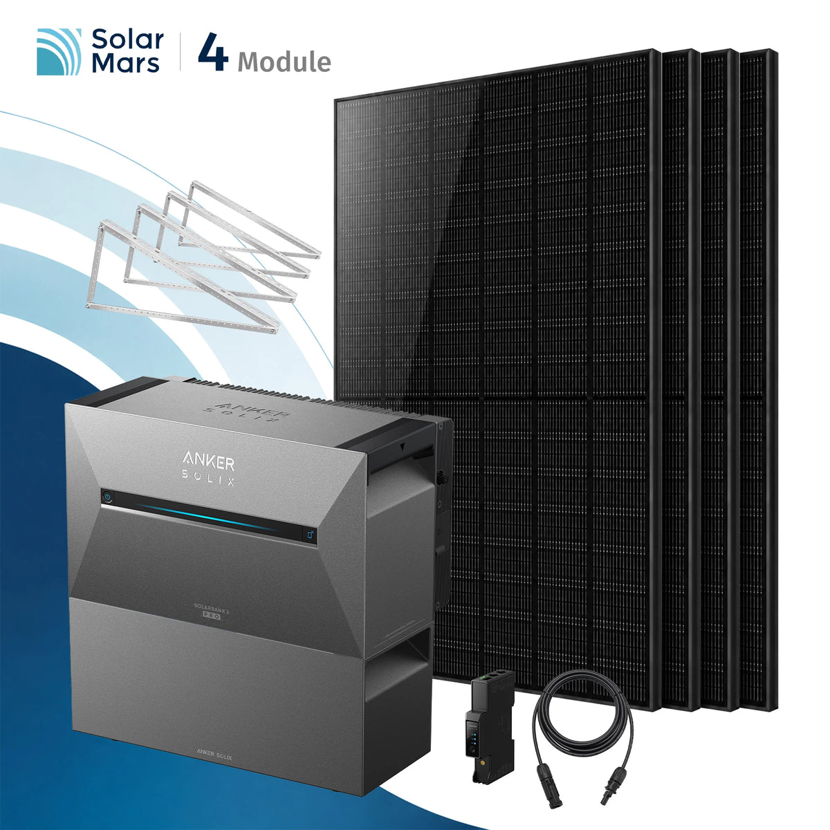 Anker SOLIX Solarbank 3 E2700 Pro Balkonkraftwerk Speicher mit 500Wp Solarmodul und MC4 Solarkabel Set