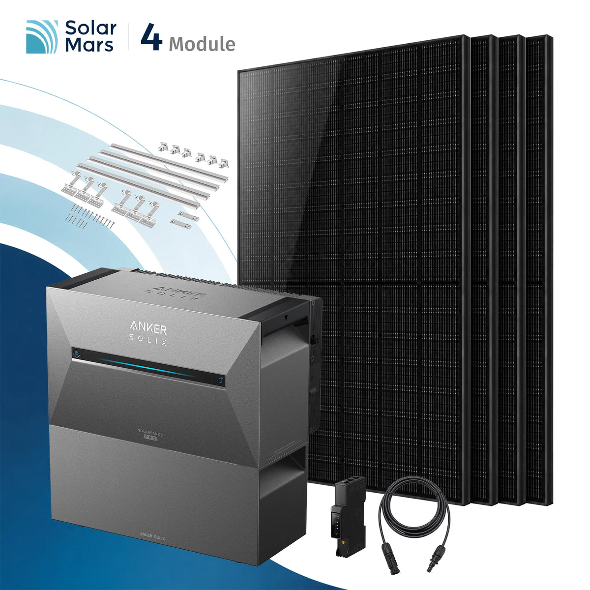 Anker SOLIX Solarbank 3 E2700 Pro Balkonkraftwerk Speicher mit 500Wp Solarmodul und MC4 Solarkabel Set