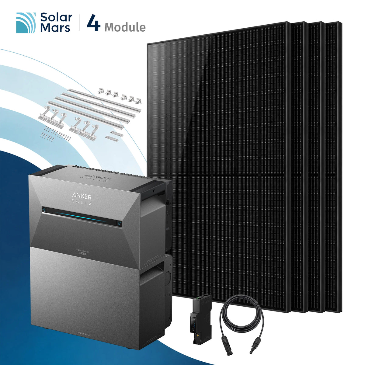 Anker SOLIX Solarbank 3 E2700 Pro Balkonkraftwerk Speicher mit 500Wp Solarmodul und MC4 Solarkabel Set
