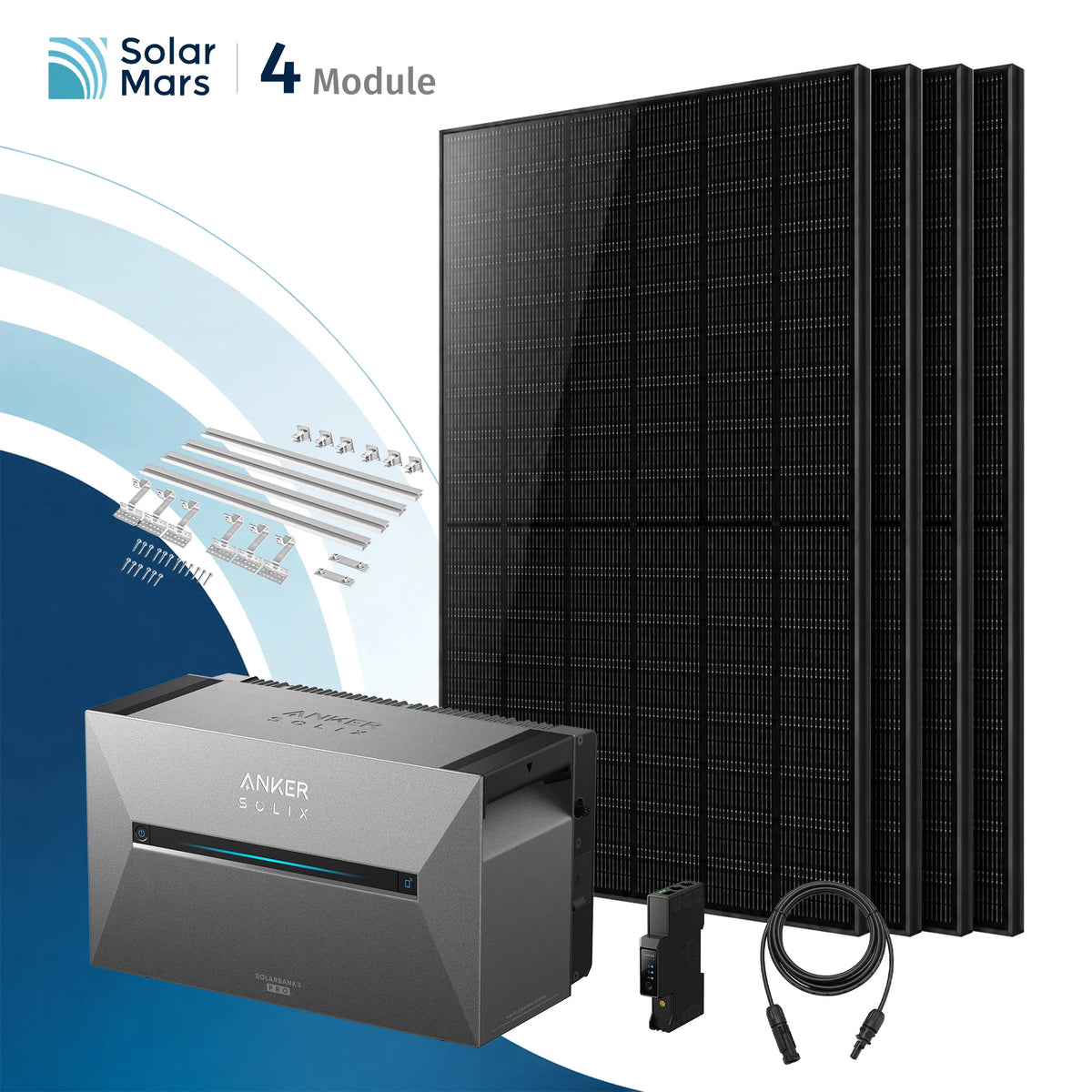 Anker SOLIX Solarbank 3 E2700 Pro Balkonkraftwerk Speicher mit 500Wp Solarmodul und MC4 Solarkabel Set
