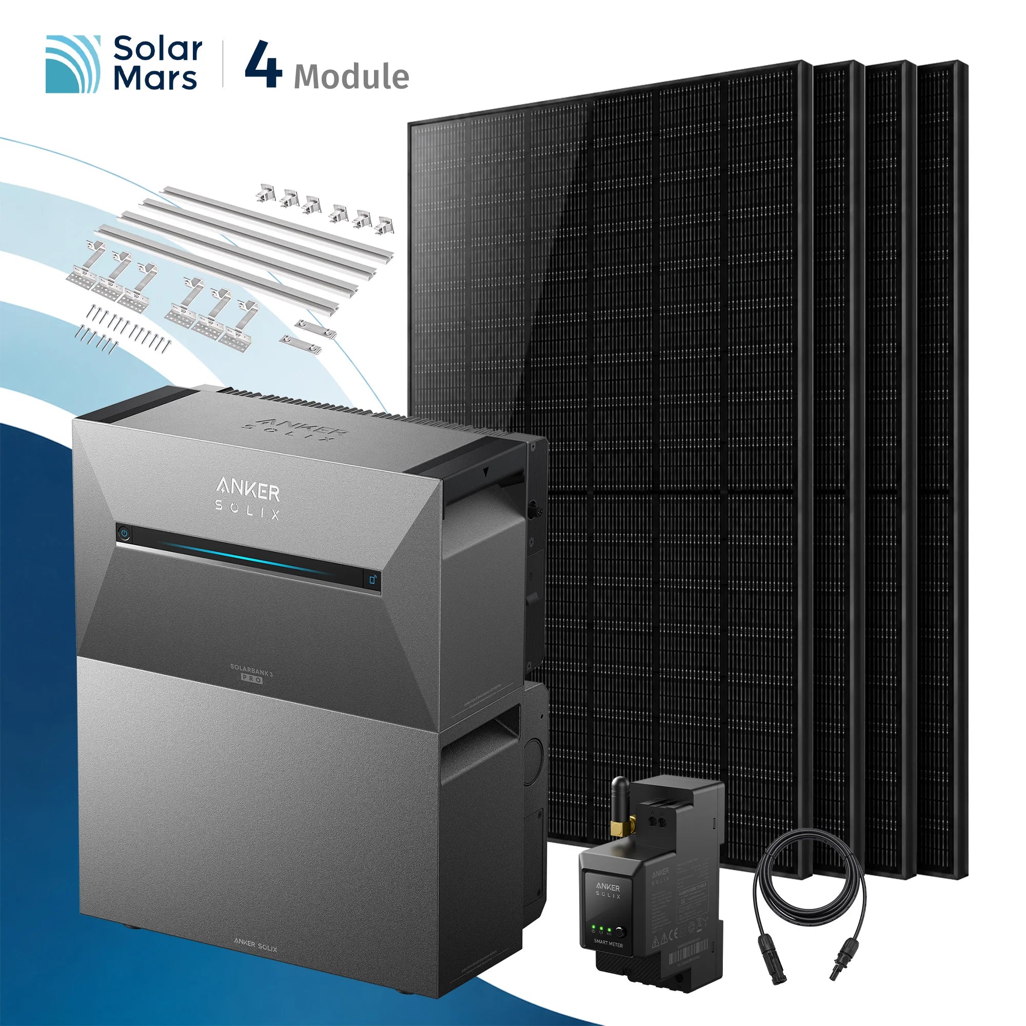 Anker SOLIX Solarbank 3 E2700 Pro Balkonkraftwerk Speicher mit 500Wp Solarmodul und MC4 Solarkabel Set