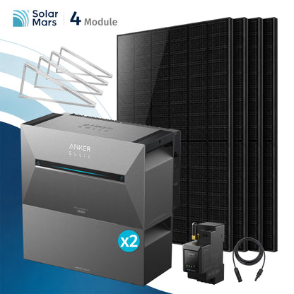 Anker SOLIX Solarbank 3 E2700 Pro Balkonkraftwerk Speicher mit 500Wp Solarmodul und MC4 Solarkabel Set