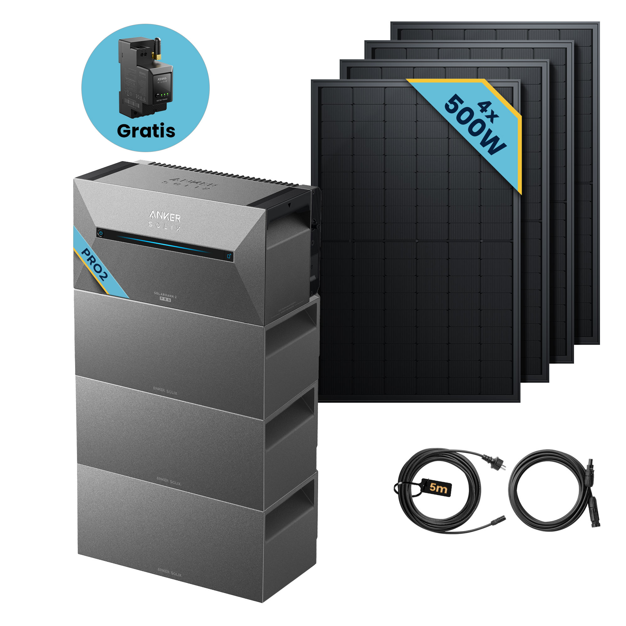 Solarbank 2 E1600 Pro mit 500Wp Bifaziales Solarmodul Set