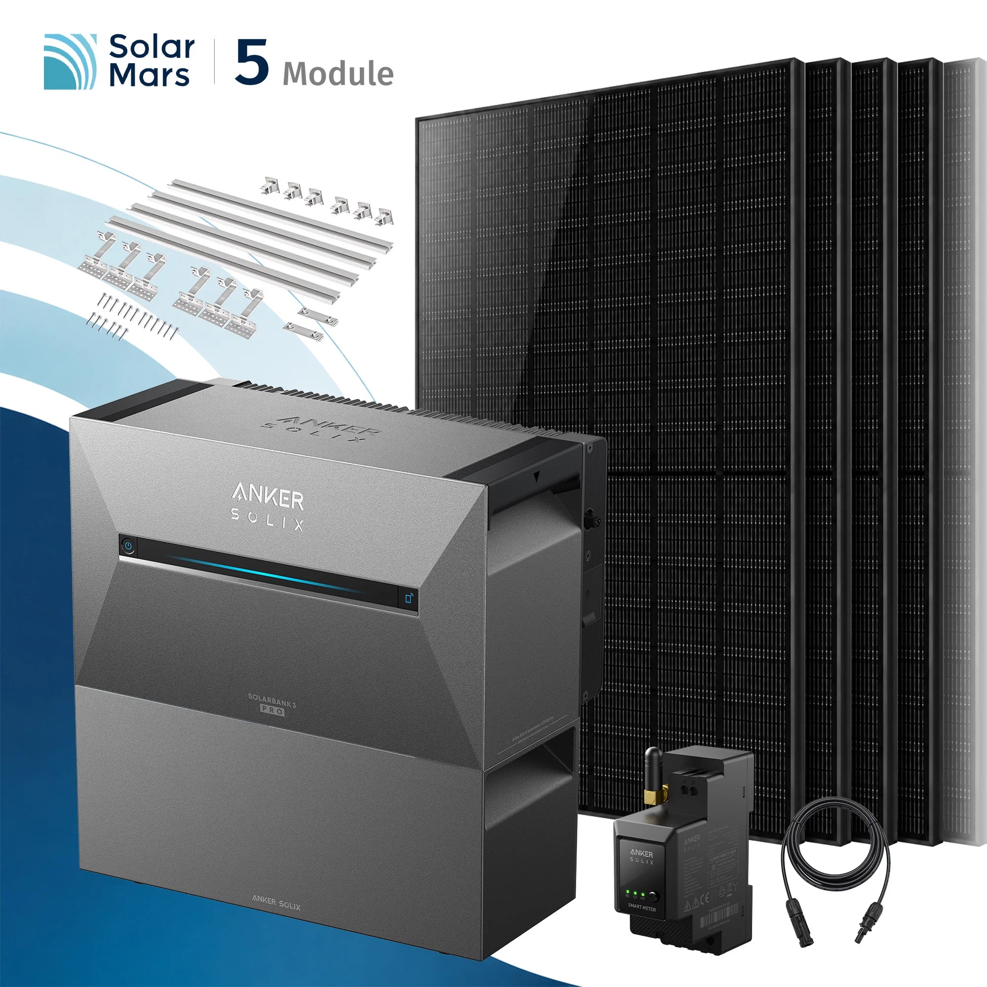 Anker SOLIX Solarbank 3 E2700 Pro Balkonkraftwerk Speicher mit 500Wp Solarmodul und MC4 Solarkabel Set