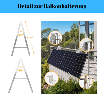 Neu Solarmodul Balkon Halterung für den Flachdach, Garten und Wand, Solarpanel Halterung, 0%MwSt