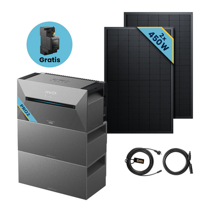 Anker SOLIX Solarbank 2 E1600 Pro Balkonkraftwerk speicher mit 450Wp Solarmodul und MC4 Solarkabel Set