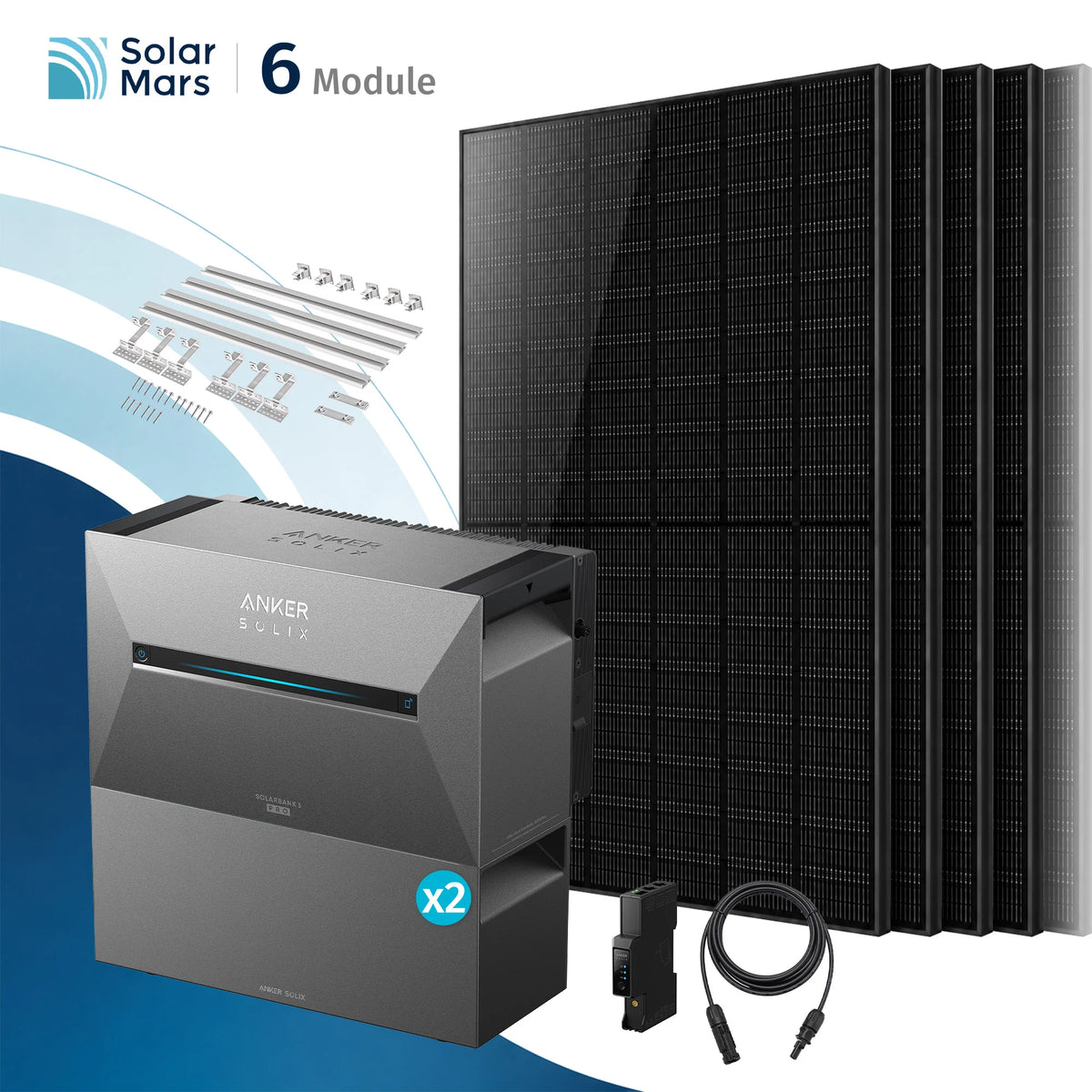 Anker SOLIX Solarbank 3 E2700 Pro Balkonkraftwerk Speicher mit 500Wp Solarmodul und MC4 Solarkabel Set