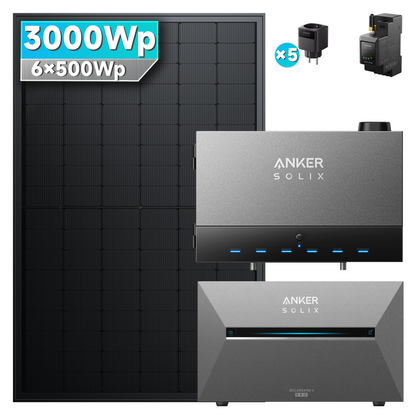 Anker SOLIX Power Dock mit Solarbank 3 E2700 Pro x 1 Balkonkraftwerk speicher mit 500W Solarmodul und MC4 Solarkabel Set