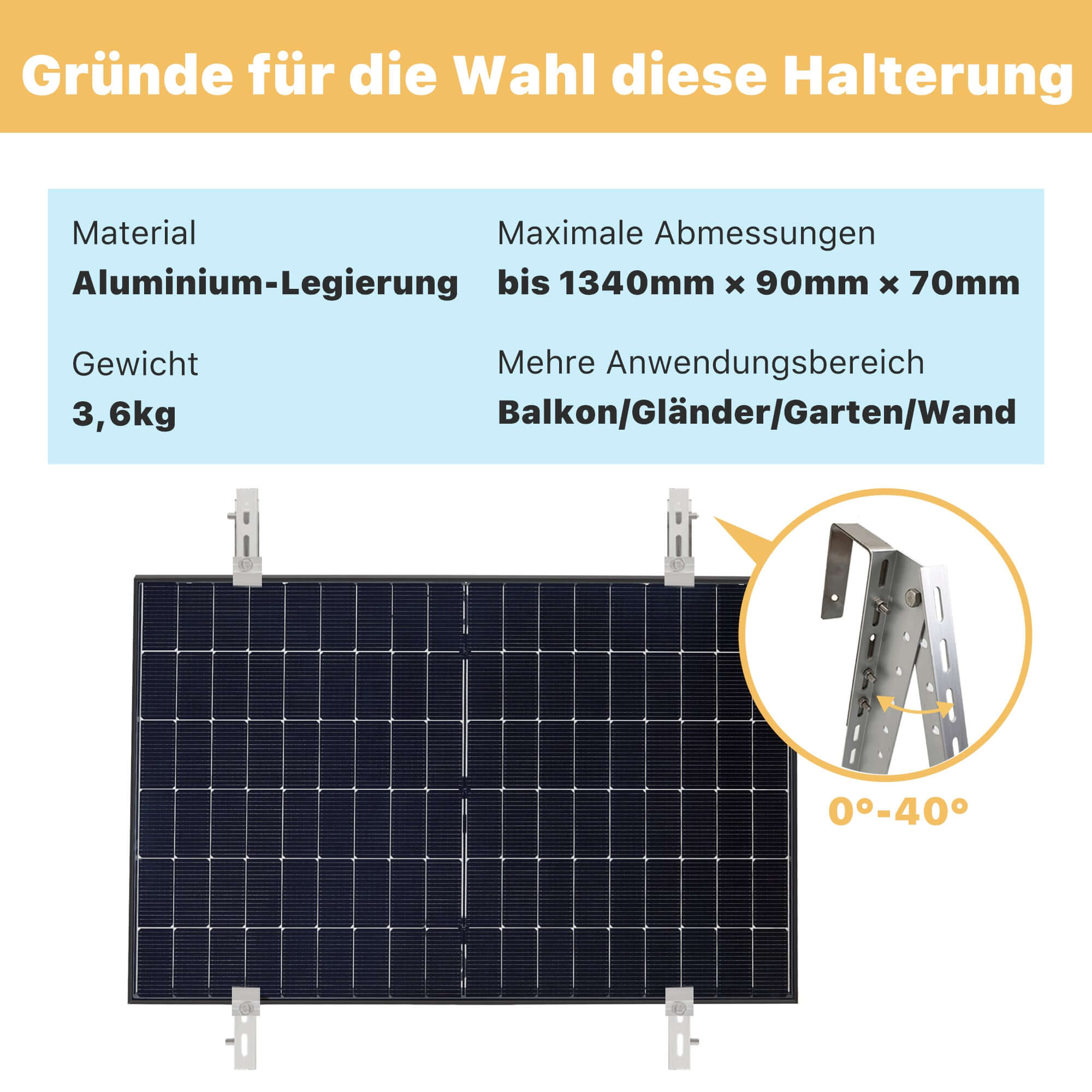 Neu Solarmodul Balkon Halterung für den Flachdach, Garten und Wand, Solarpanel Halterung, 0%MwSt