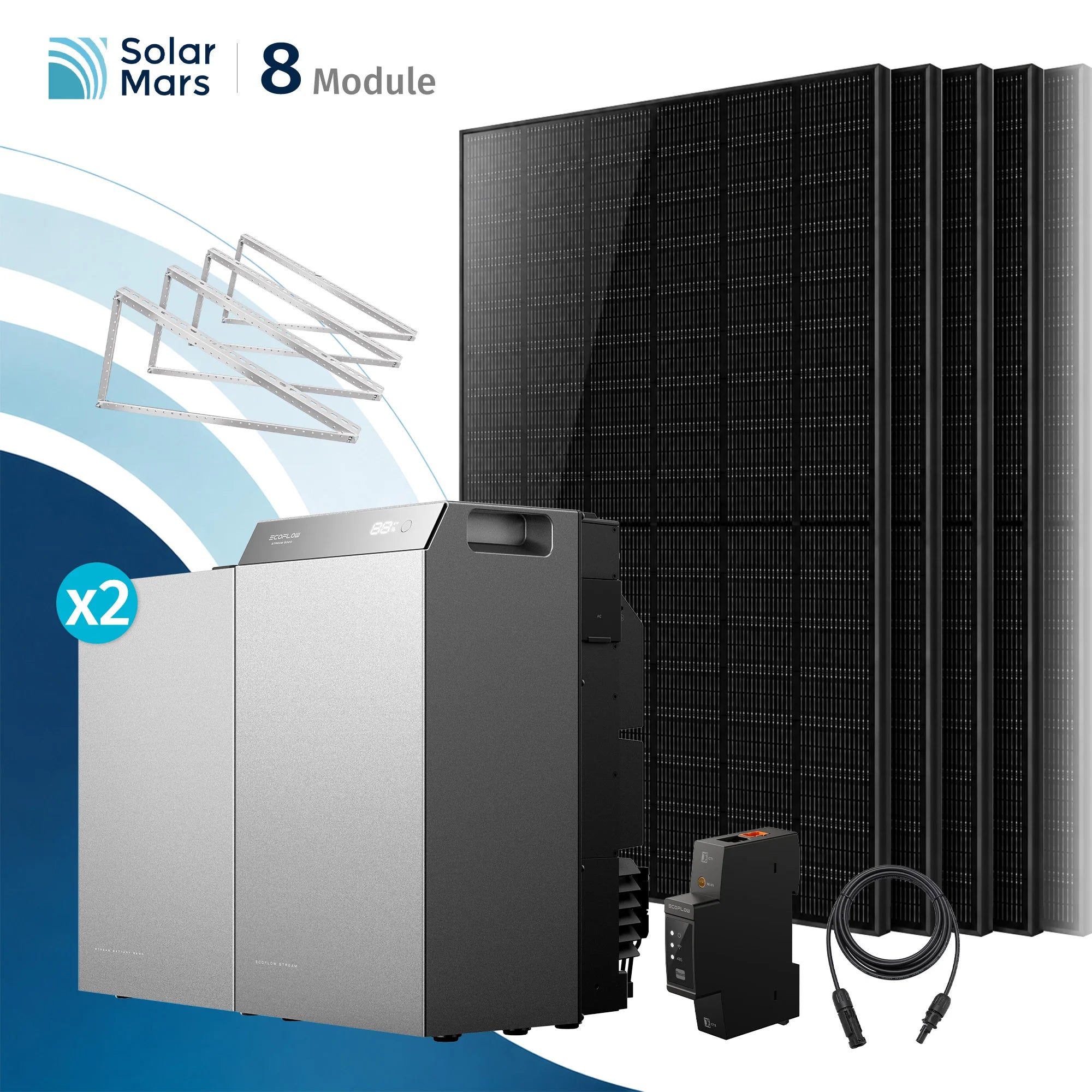 EcoFlow STREAM 5000 Balkonkraftwerk Speicher Set mit 2 x Solarmodulen und Montagesystem.